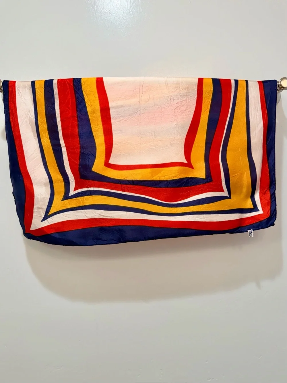 70s Vintage Psychedelic Wavy Multi Geometric Square Scarf Acetate Japan 23”